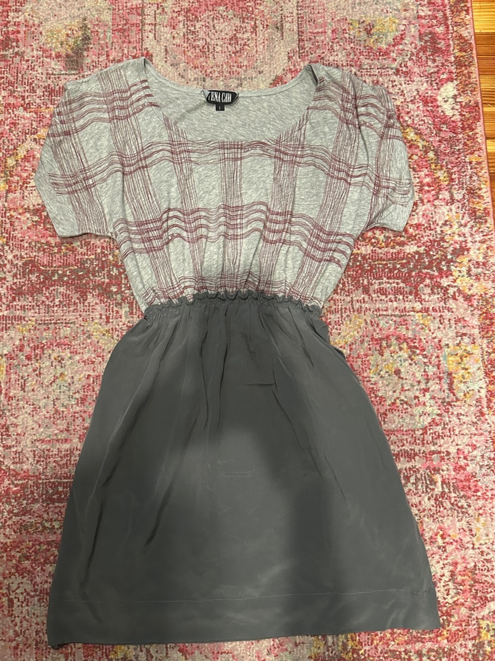 Vena Cava Gray and Burgundy Plaid Mini Dress